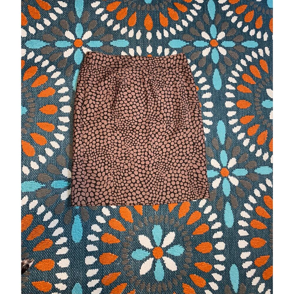 LOFT Silk Blend Dot Print Pencil Skirt Size 4 Brown Pink Lined